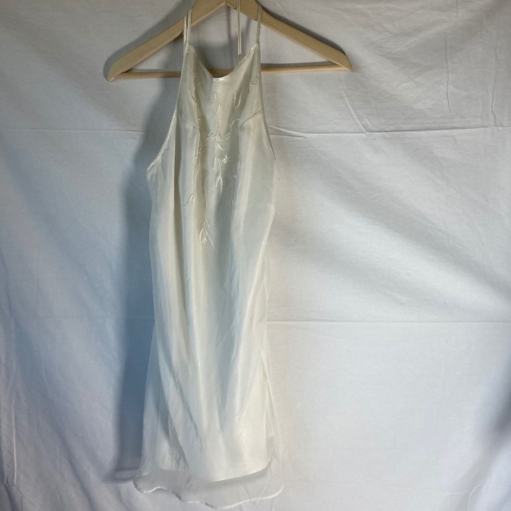 Josie By Natori Vintage White Embroidered Double Layer Cross Strap Chemi…